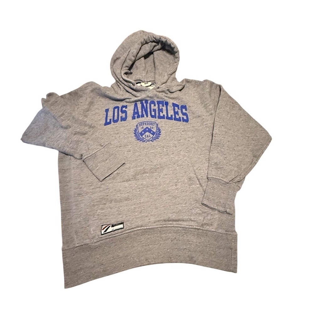 Superdry Los Angeles Hoodie Unisex Women's XS Men's S Gray Blue Graphic
